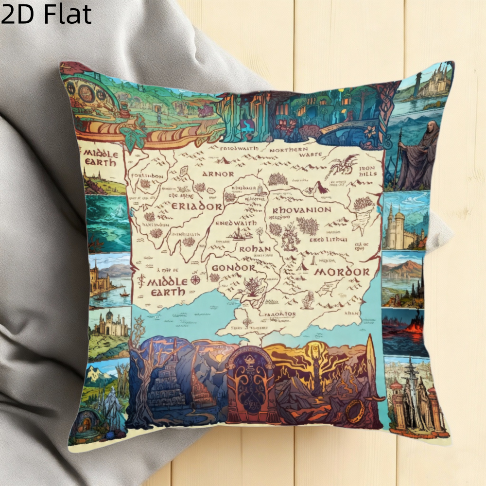 TEMU 2d Flat 1pc Short Plush Pillow Cover The Landscape Pillow Case Cushion Cover Double-sided Printing Zipper Closure Sofa Living Room Bedroom Party