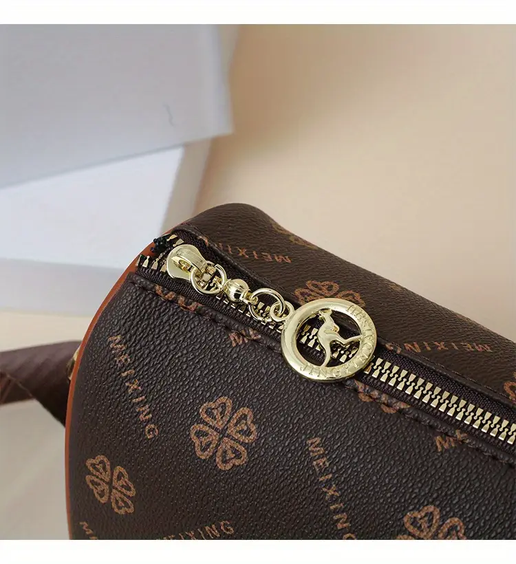 stylish dark brown floral print crossbody bag for women large capacity vintage inspired shoulder handbag with zip closure casual and commuting commuting handbag stylish womens accessory bag details 14