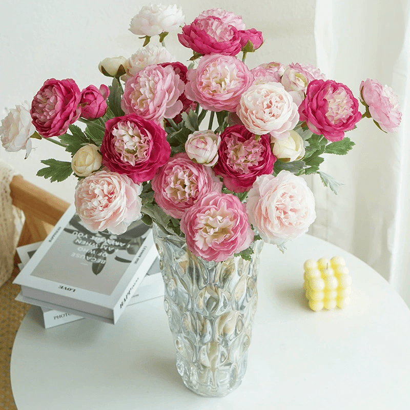 TEMU 15 Pink Artificial Peonies, 13 Inches (32cm), Outdoor Flowers— New Year's, Spring, Day, Easter Gifts, Bulk Home Kitchen Decor, Wedding Arrangements, Halloween Display. Includes Flowers And Buds