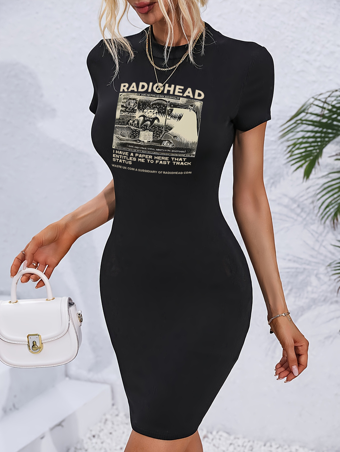 women's bodycon dress - artistic print t-shirt dress with fit & pencil  silhouette, stretchy breathable fabric, round neck short sleeve, machine  washable black dress for spring/summer casual & formal wear, medium -