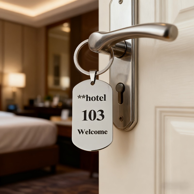TEMU Porte-clés personnalisé 1 pièce - gravé avec le numéro de , le nom de l'hôtel, design personnalisé - Convient aux hôtels/motels/hôtels et à un !