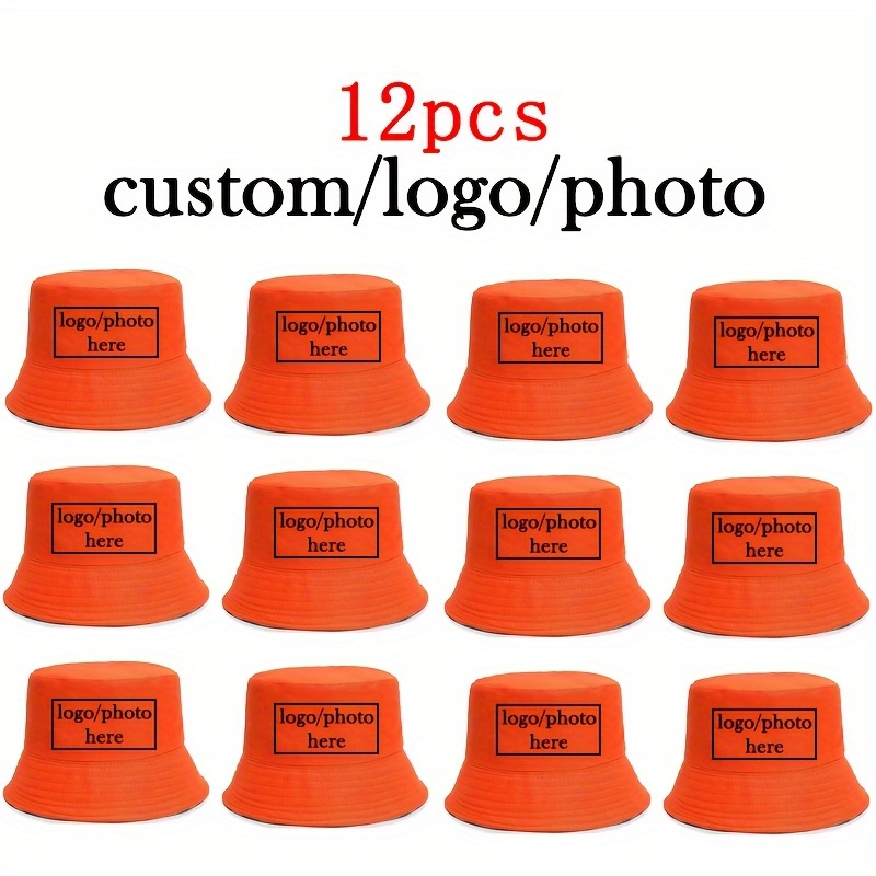 TEMU "6/10/12-pack Customizable Men'-sided Fisherman Hats - White& Tropical Print, 100% Polyester, Machine Washable For Beach, Fishing, Football,