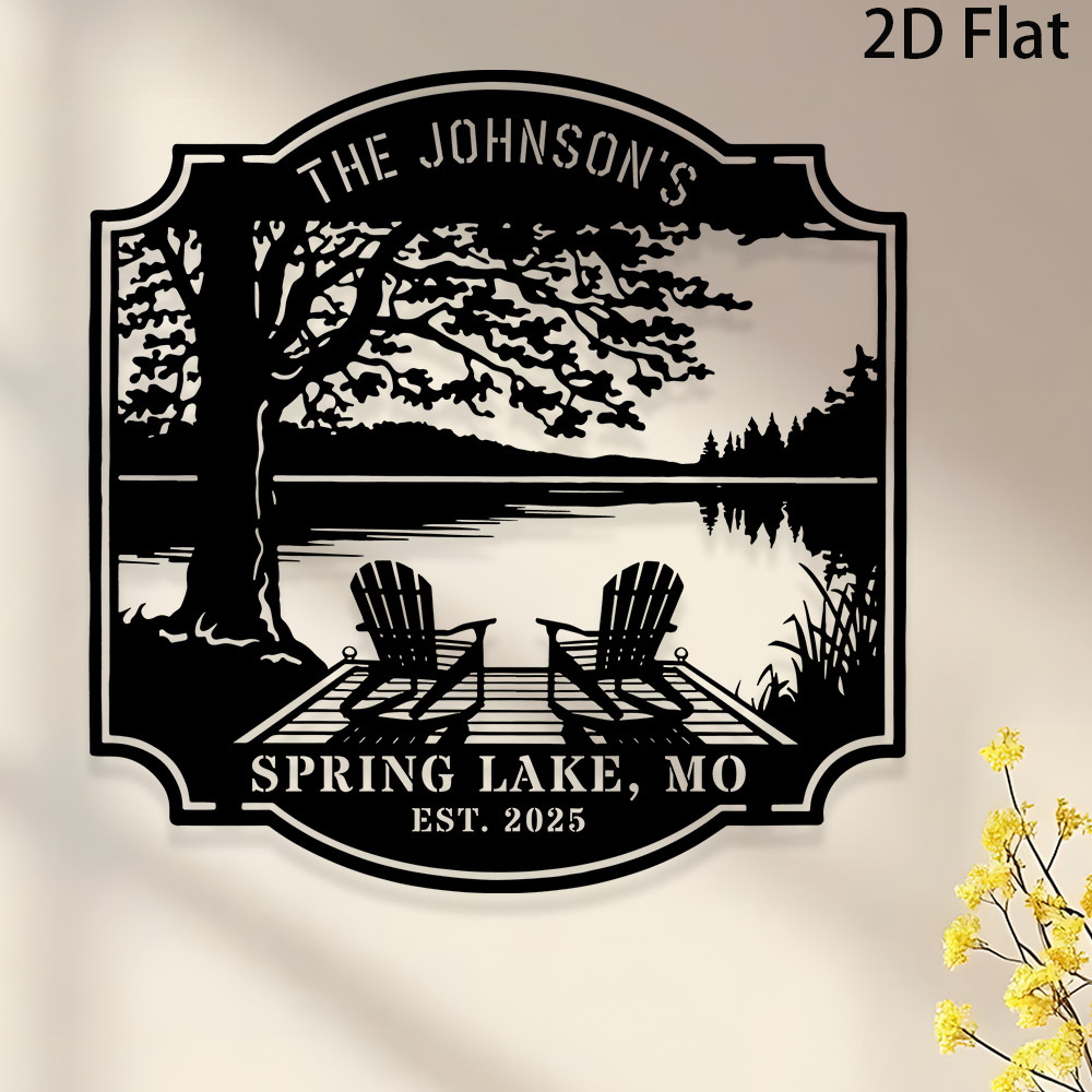 TEMU 1 Custom Metal Sign For Lake House, Personalized With Family Name, Unique Wall Art For Indoor Or Outdoor Use, Perfect Gift For Home, Garden,
