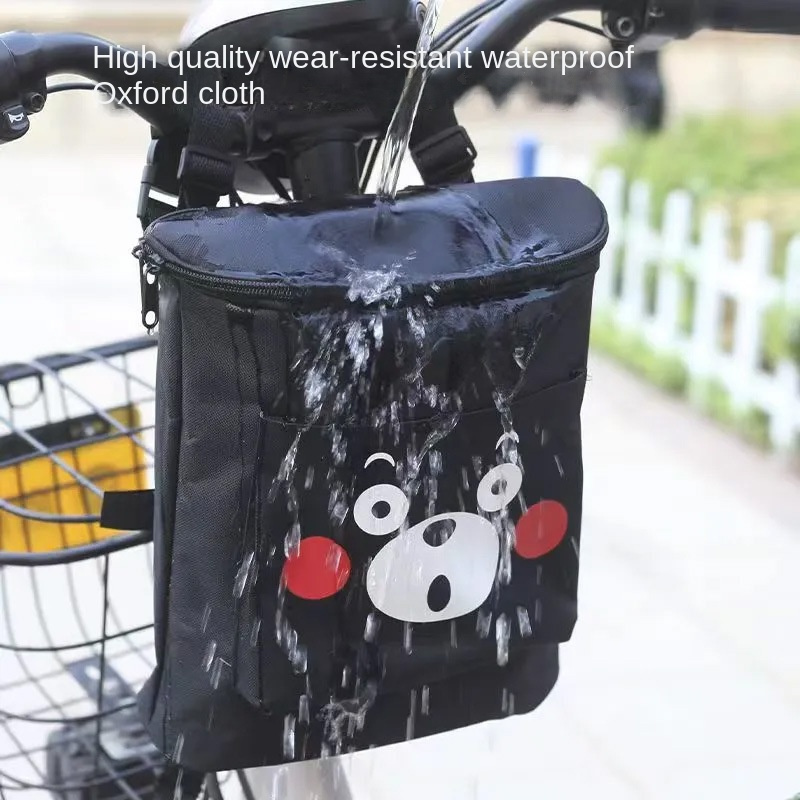 

Waterproof Bicycle Handlebar Bag - Large Capacity, Oxford Fabric, With Zippered Front Storage, Suitable For Bicycles And Motorcycles, For , Black.