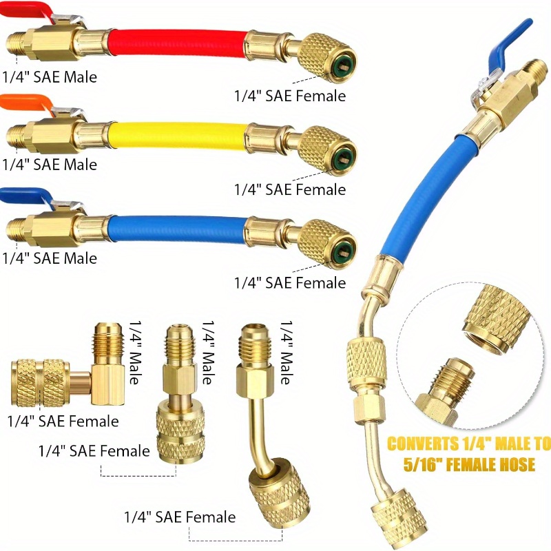 High Quality 2Pcs Aluminum Convert Adapter Male 1/4 SAE To Female 1/4 SAE Connec