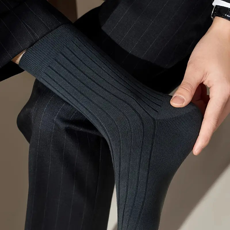 5 Pairs/7 Pairs of Men'S Suit Socks - Soft, Breathable Moisture-Wicking - Suitable for Calf Socks, Solid Color Versatility for Business Casual Outdoor Wear, a Gift for Him (Black, Dark Gray, Navy Blue, White, Dark Brown), Formal Wear Additions