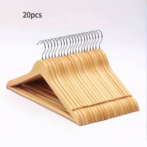 360 Degree 1/20pcs Rotatable Hook - , Classic Solid Wood Coat Hanger Non-Slip Seamless Home Clothes Hanger Clothing Store Heavy Duty - Premium Solid Wood Polished Smooth Without Bu