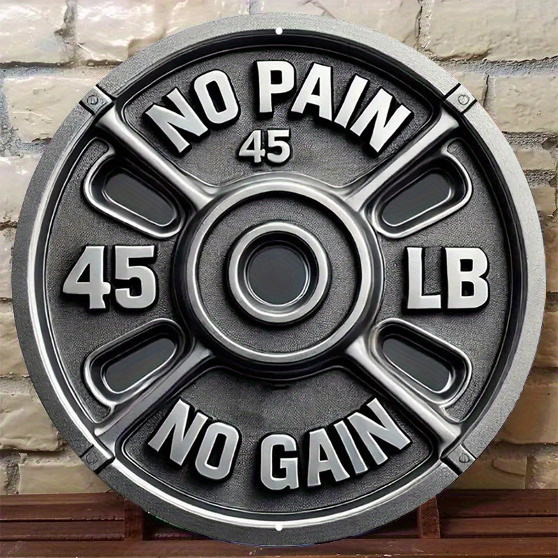 

1pc 2d Flat Vintage Aluminum Weightlifting Plate Wall Art, Fitness Motivation Metal Sign, Decor Aluminum Poster For Home, Bar, Gym - 7.8" Diameter