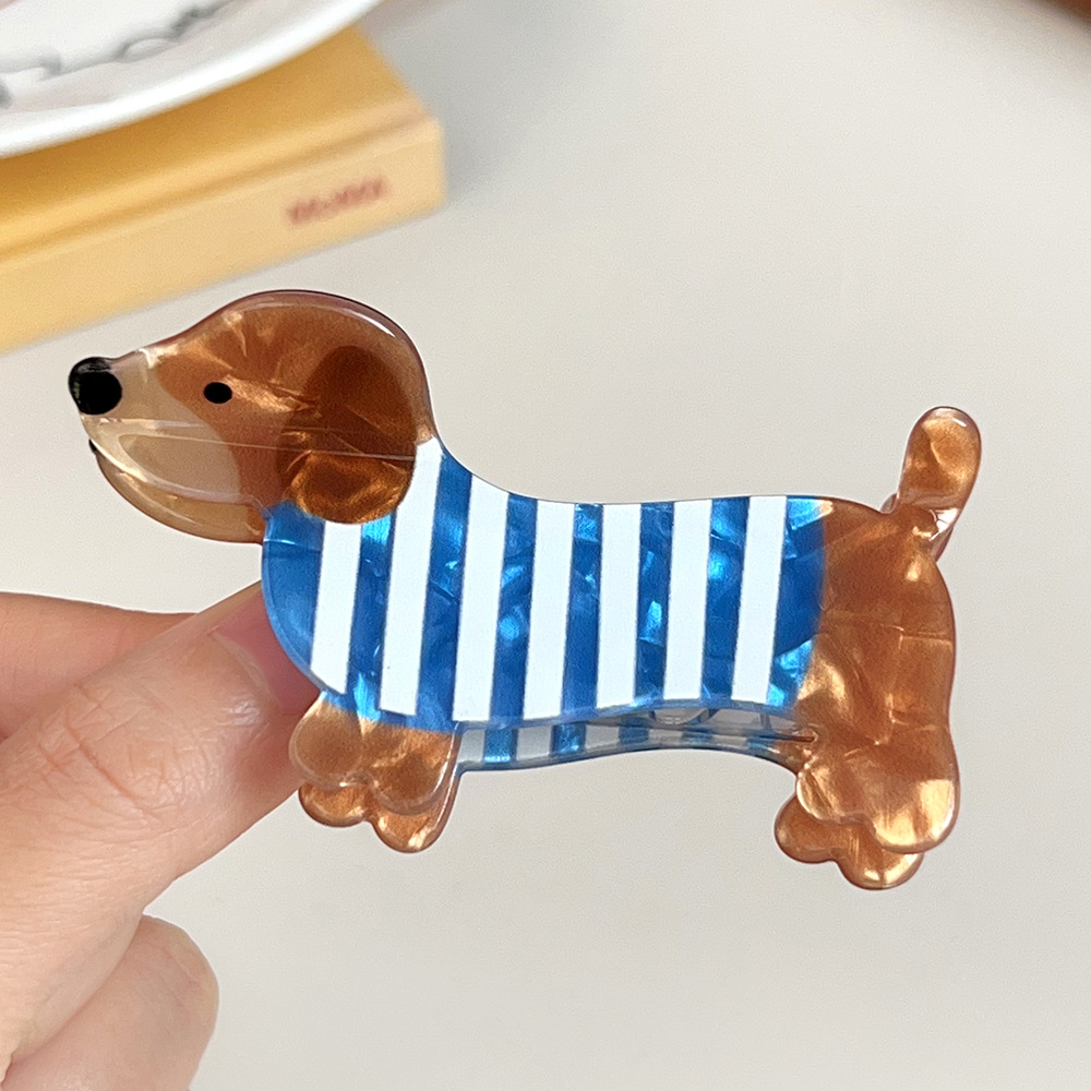 TEMU 1 pièce Nouvelle pince à cheveux pour chiot teckel automne/hiver, pince à griffes dessin animé, pince à cheveux mignonne et amusante, pince