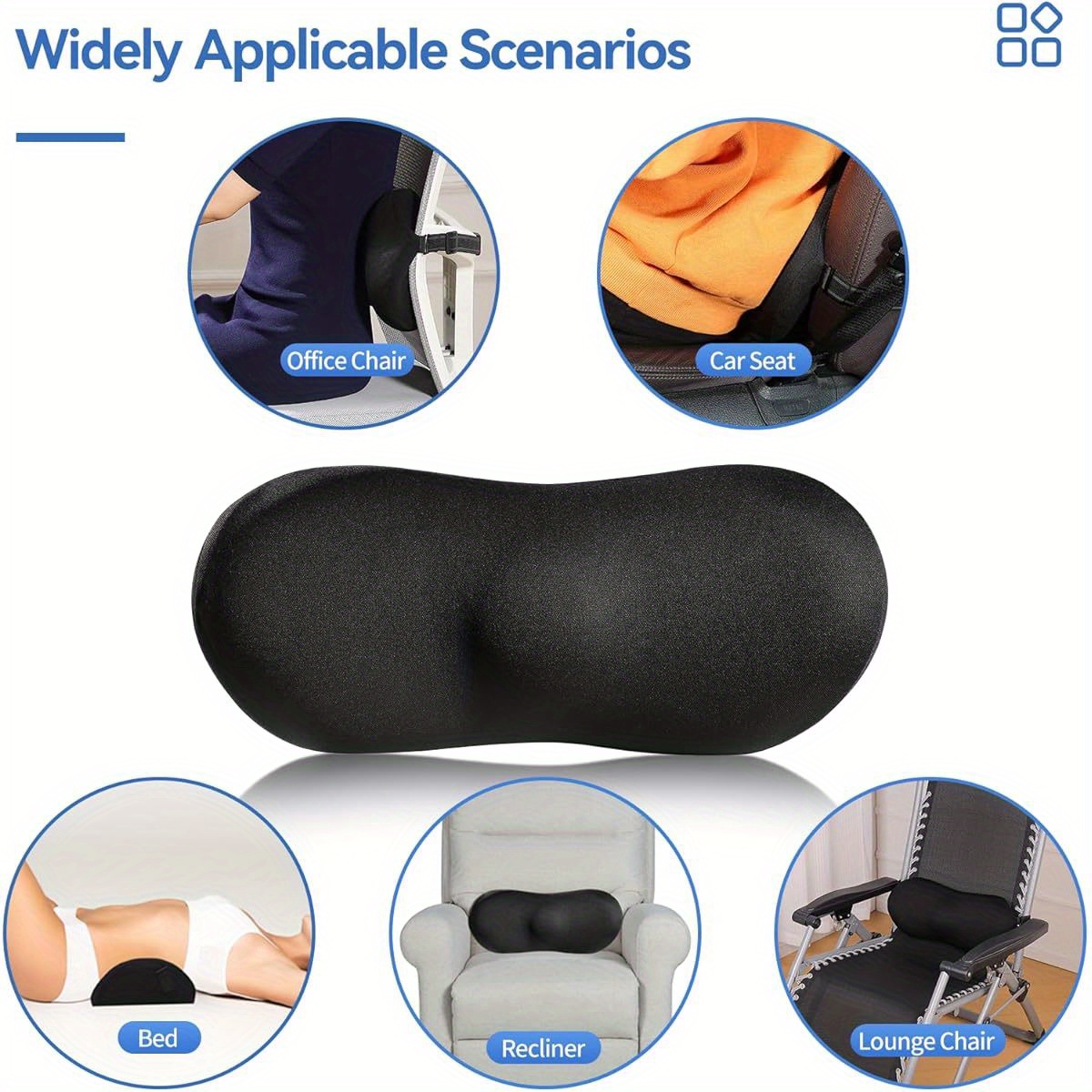 premium non slip lumbar support pillow with adjustable strap fade resistant   design for office chair car seat bed recliner black ergonomic pillow seat cushion modern pillow durable pillow Product details 3