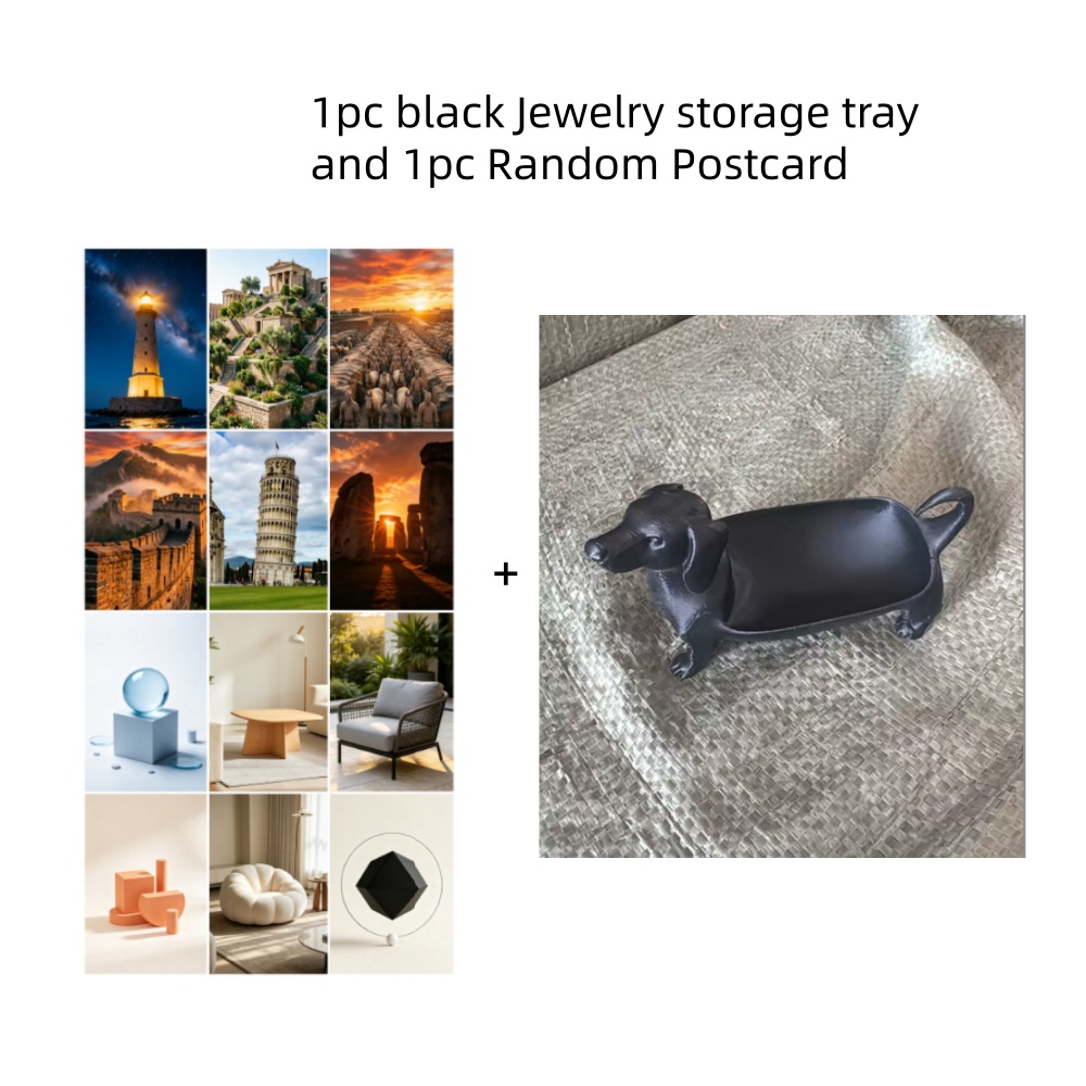 TEMU 2pcs Set (1pc Storage Tray And 1pc Random Postcard) 1pc 3d Printed Extremely Easy Style Sausage Dog Jewelry Storage Tray - Three-dimensional