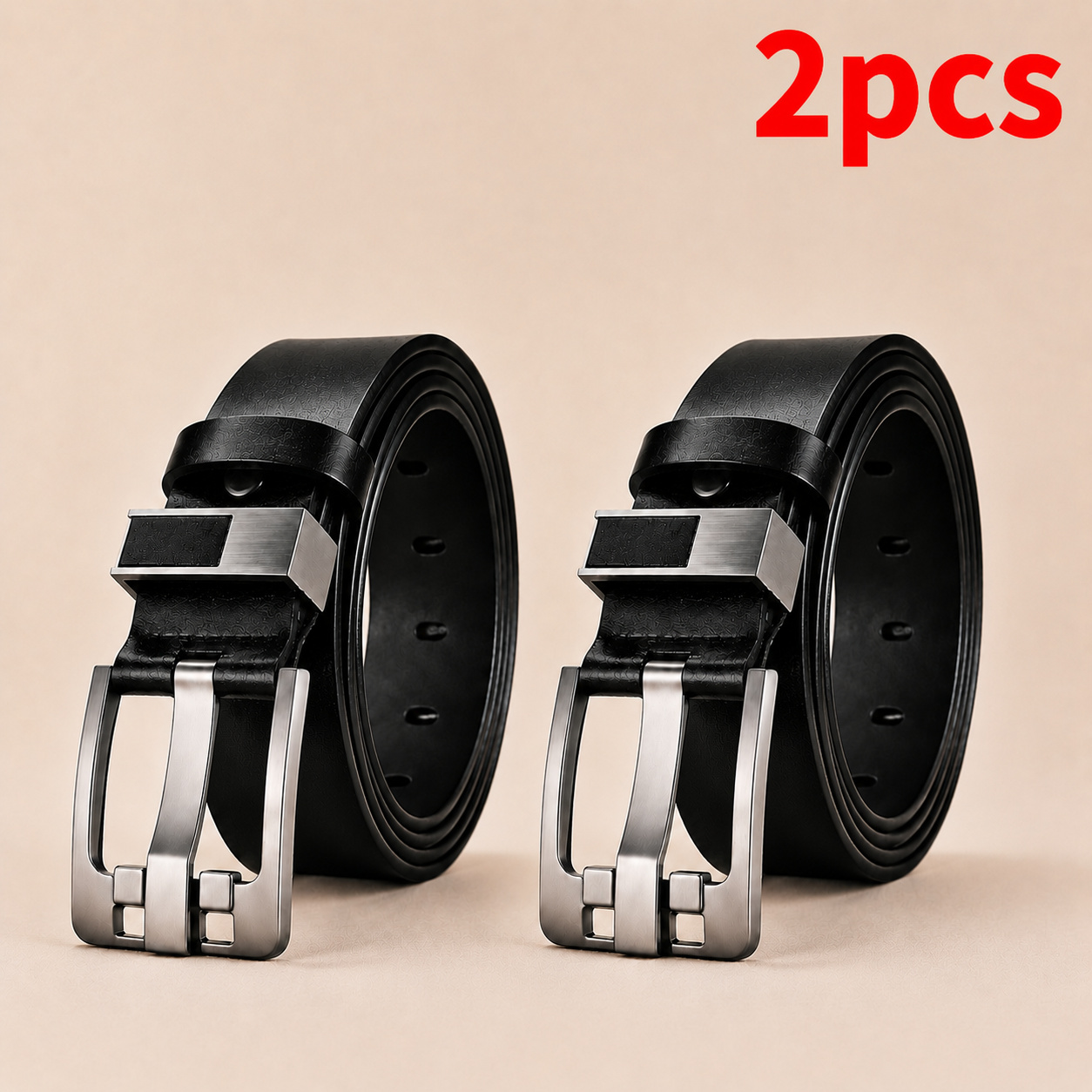 Image of 2pcs 's Belt With Large Pin - Wear-resistant Style For Jeans/casual Trousers - Father's Day/birthday Gift For Dads Or