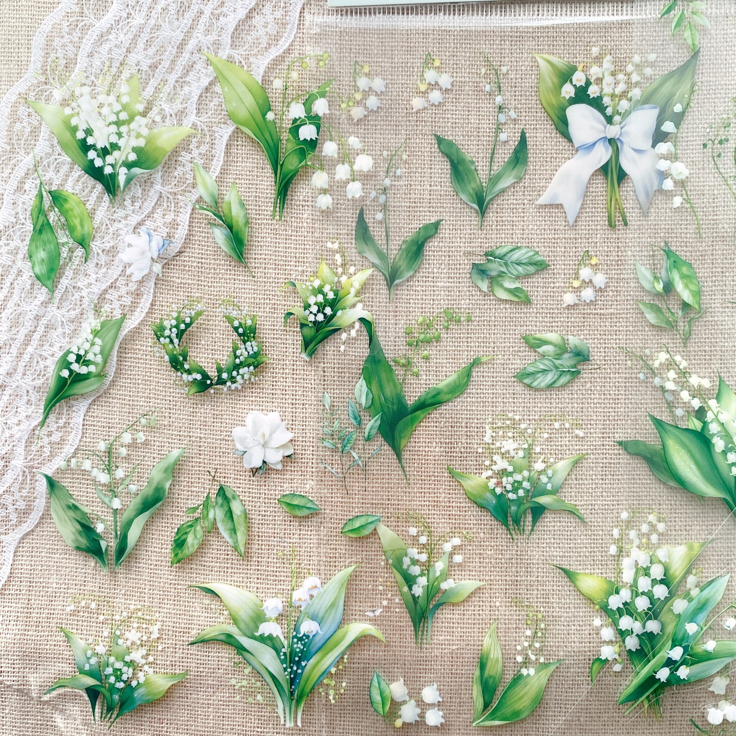 6sheeets Transparent Flower Stickers Set Pet Cartoon Floral Decals For Decor Junk Journal Collage Creative Diy Stickers