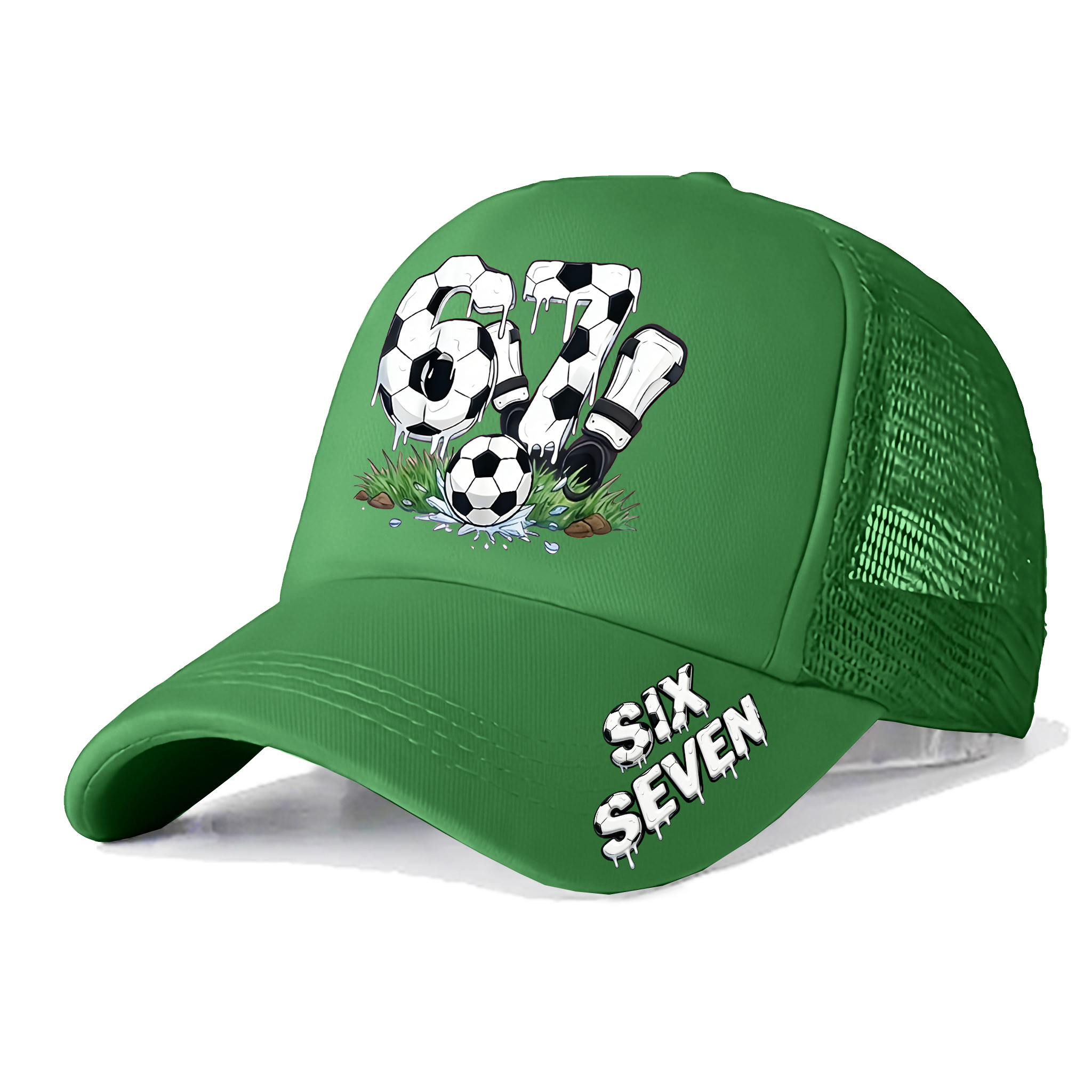 TEMU 1 gorra de béisbol unisex con estampado digital de goteo de fútbol, con patrones de zapatillas y césped, disponible en varios colores. Es