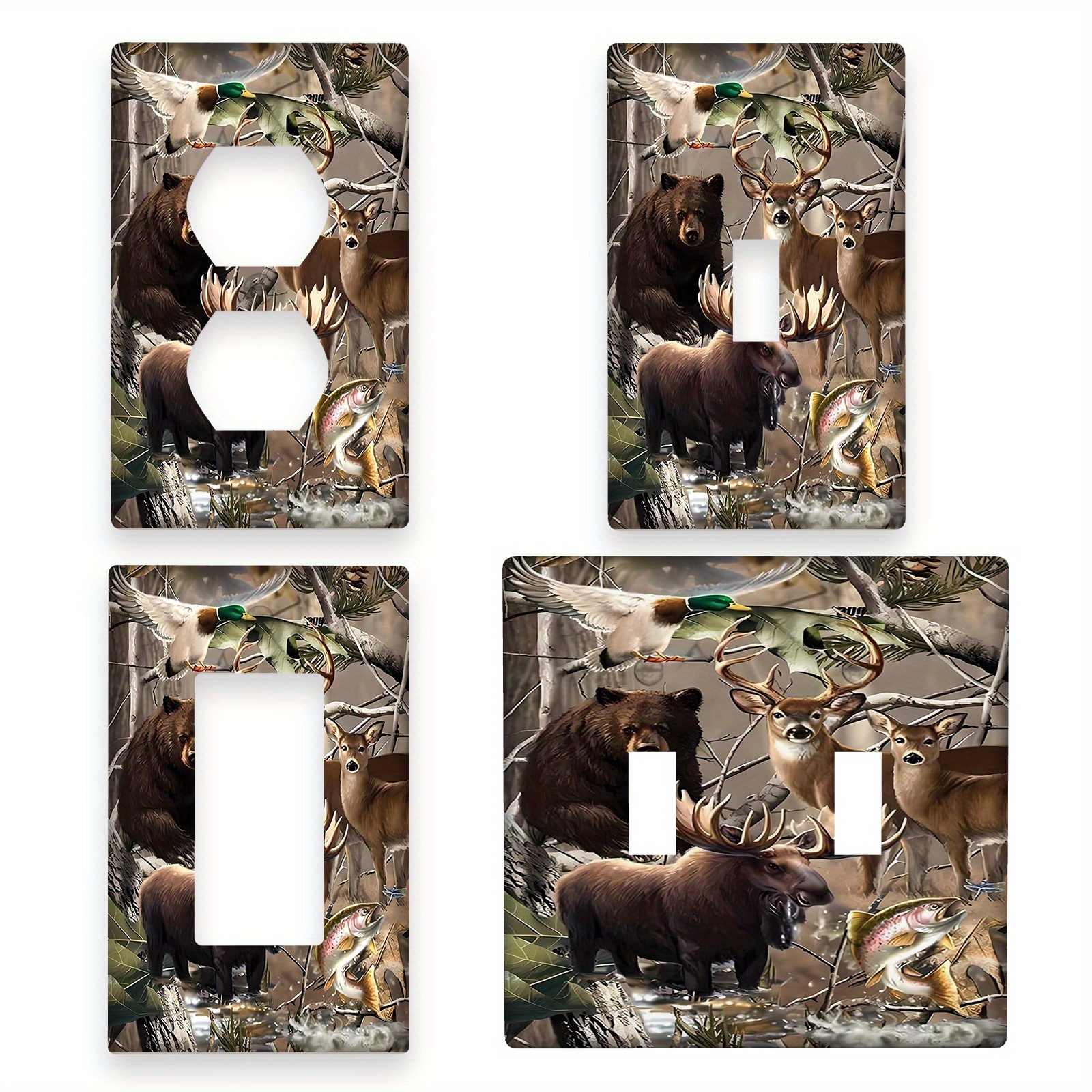 

1pc 1gang/2gang Bear Deer Unbreakable Polycarbonate Light Switch Cover Decorative Wallplate Electrical For Indoor Outdoor Bedroom Kitchen Home Bathroom Decor