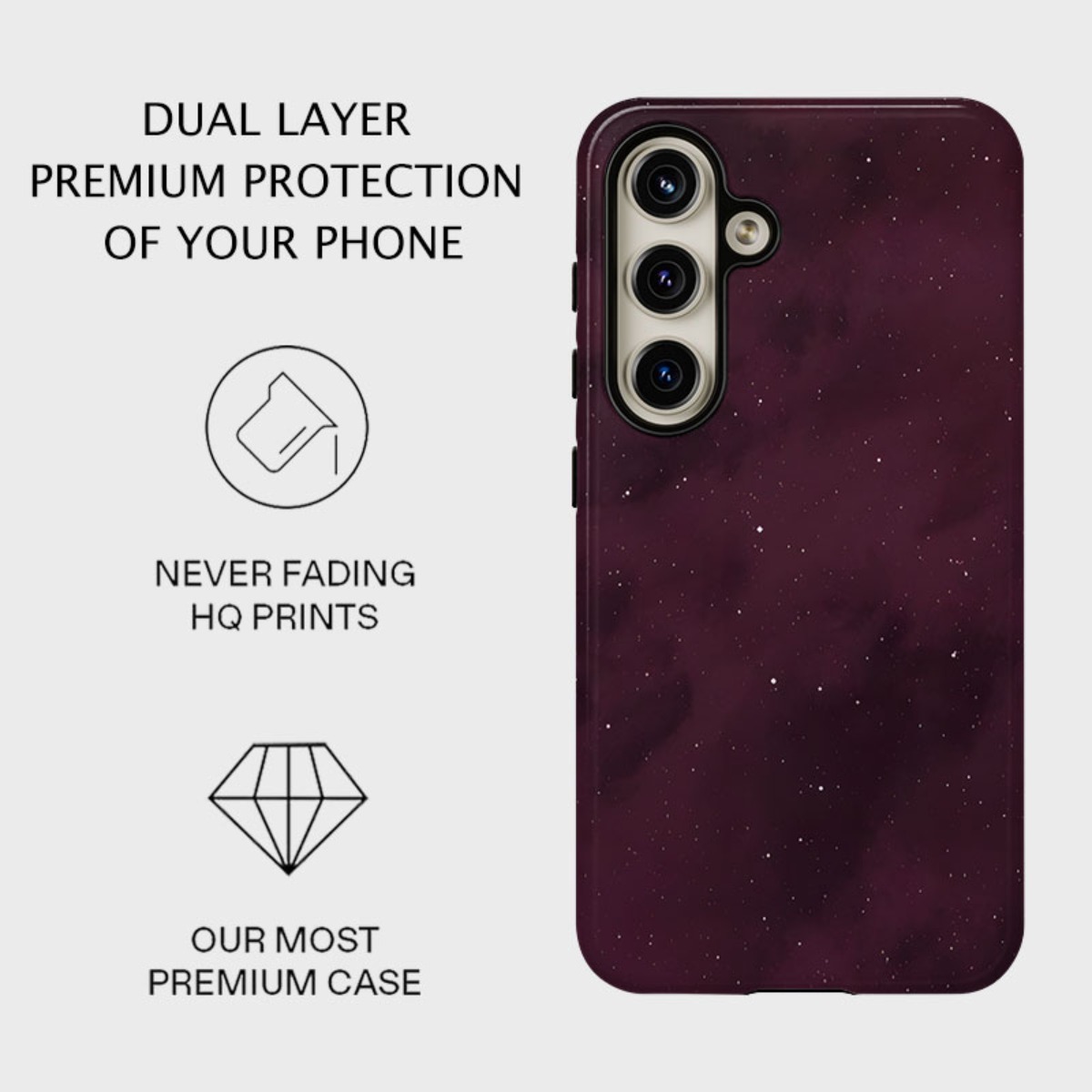 TEMU Phone Case: Burgundy Red Glitters Simple Elegant Aesthetic Fashionable -one Film Case, Tough, Dual Layered Case For Superior Protection, For