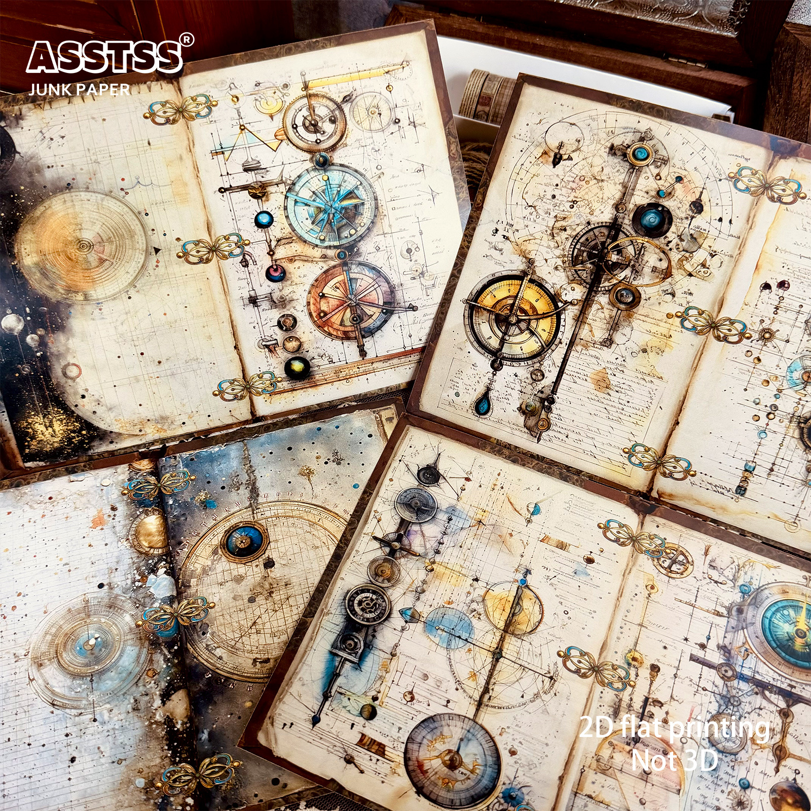 TEMU Bloc de papier de scrapbooking ASSTSS 20 feuilles A5 style steampunk vintage - Convient pour et l'artisanat, les journaux de récupération, la