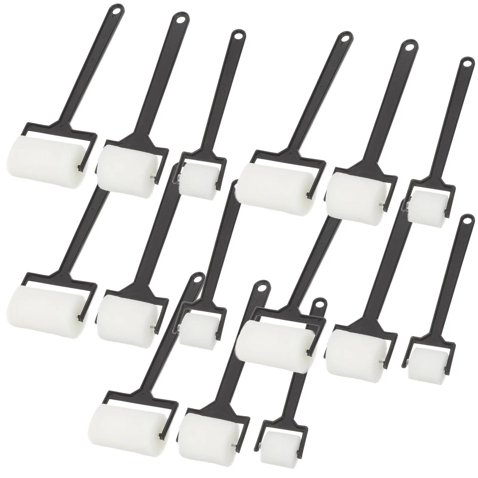 TEMU 15pcs (3 Sizes) Foam Paint Brush Set, Sponge Roller And Brush Kit For Acrylic Art Crafts, Assorted Sizes With Handles