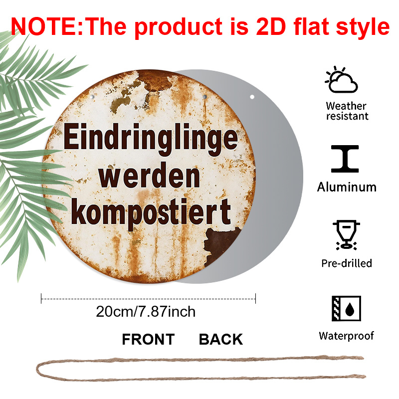 Image of 2d Flat, 1pc Germany Warning Aluminum Metal Sign, Retro Metal Sign, Home Decor, Wall Decor, Door Decor, Decorative Signs And Plaques, Perfect Housewarming Gift