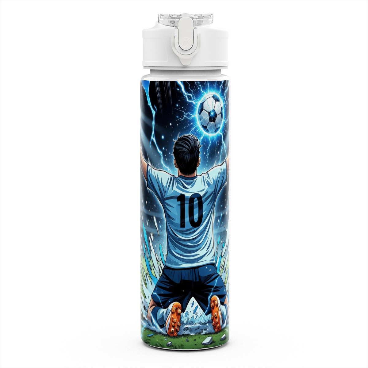TEMU 1pc Player Back View 750ml Durable Lightweight Straw Water Bottle, Cute Printed, Reusable Travel Running Cup - Ideal Gift For Graduation Season,
