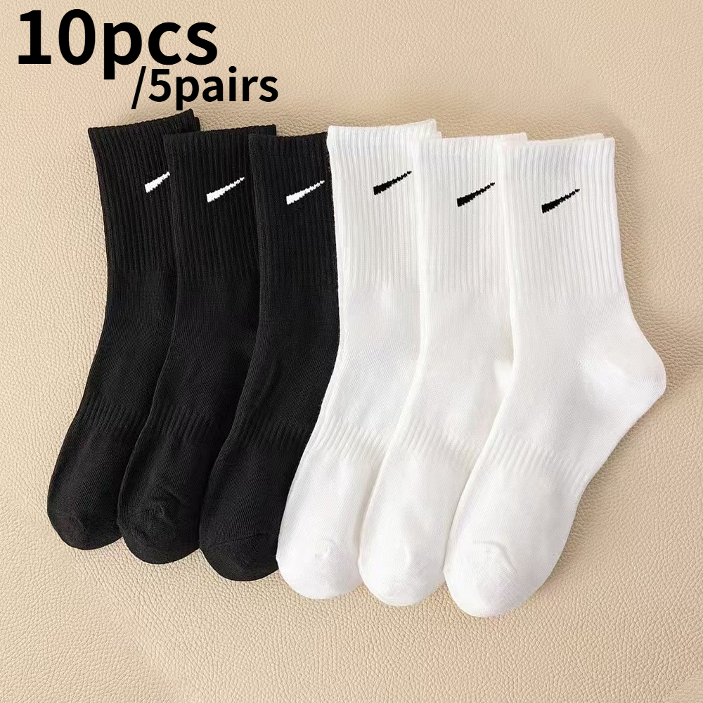 TEMU 10 Stuck 5 Paar Strapazierfahige Sportsocken Fur Herren Wadenhoch Bequeme Sport Socken Fur Alle In Einfache Freizeit Business Partnersocken