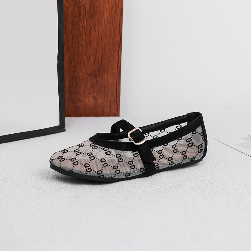 Round-toe Mesh Flats with a  , Shallow Breathable Mesh Shoes, Versatile Lace Flat Shoes, Size 44 Large Size Women s Shoes, Women Shoes