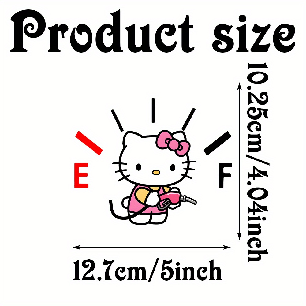 TEMU Car Sticker, 1 Hello Kitty Themed Car Sticker, Durable Fuel Tank Cover Sticker, Cartoon Design, Suitable For Cars And Trucks, Without Residue