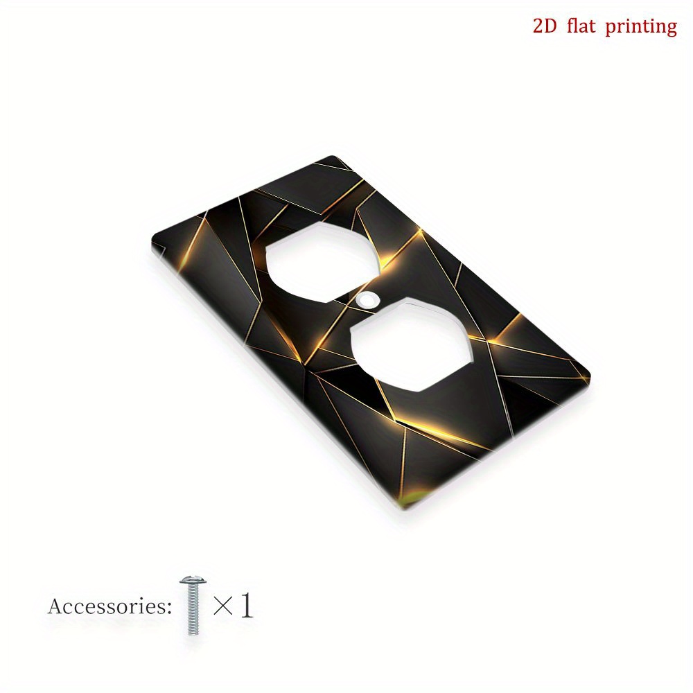 TEMU 1pc Modern Black And Golden Geometric Wall Plate Cover - Decorative Light Switch & Outlet Cover Suitable For Home, Kitchen, - Installation, No