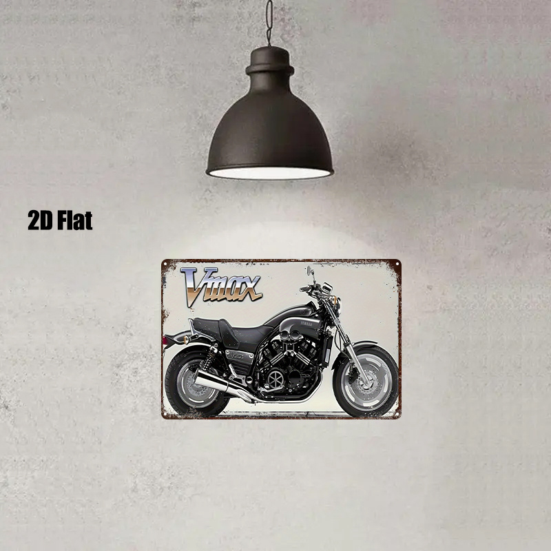 TEMU 2d Flat, 1pc, Classic Motorcycle Metal Sign - Iron 20x30 Retro Logo Wall Decoration, Cave, Bar & Pub Decor - For Motorcycle Lovers