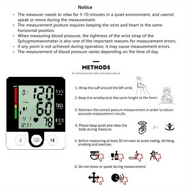 monitor with adjustable wrist cuff digital   heart rate   touch operation large lcd display portable with carrying case for     battery powered batteries not included ideal for adults seniors travel health tool userfriendly interface durable construction health monitoring device healthconscious   Product details 8