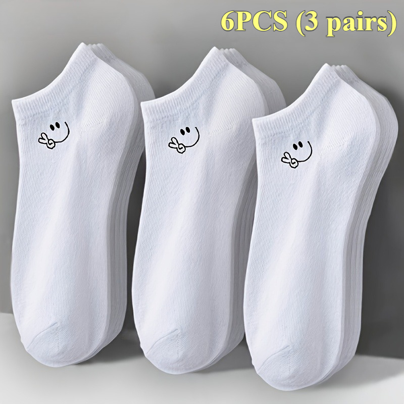 E-shop 6 Stück (3 Paar) Damen atmungsaktive kühle Kurzsocken, 3 zufällige Farben (weiß/grau/schwarz), geeignet für Freizeit- formelle Kleidung, Unisex,