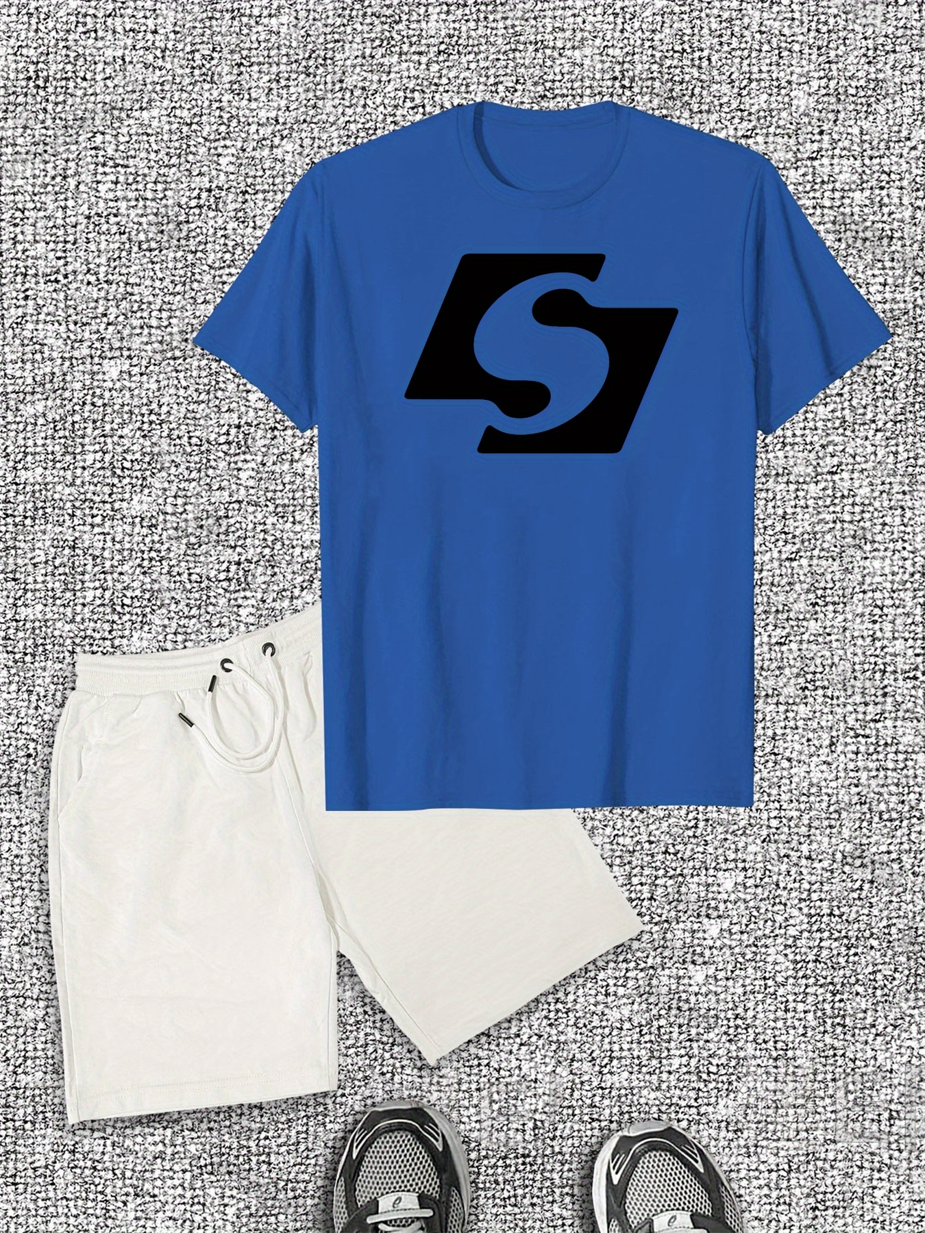 Men'S Casual Cotton T-Shirt & Shorts Set, Cotton, Crew Neck, Solid Color, Slight Stretch Fabric, Summer Lash Sets, Regular Fit, Casual Styl