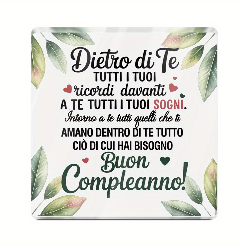 TEMU 2D Piatto, 2D Piatto Putuo Decor 1pz Insegna Acrilica Italiana Decorazione da Tavolo, , Decorazione da Scrivania per Feste di Compleanno, Regalo