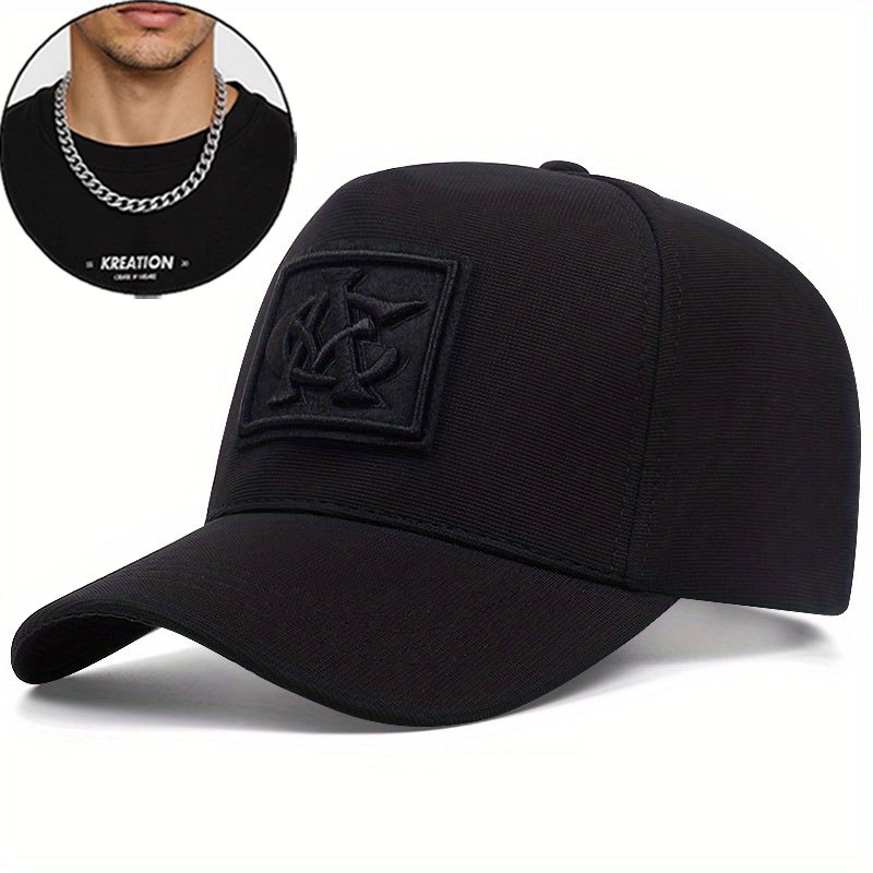 TEMU 2pcs; "a Hat And A Decorative Necklace" New Novelty Men's Baseball Cap, Trendy And Rock Style Youth Baseball Cap, Suitable For To And Elastic,