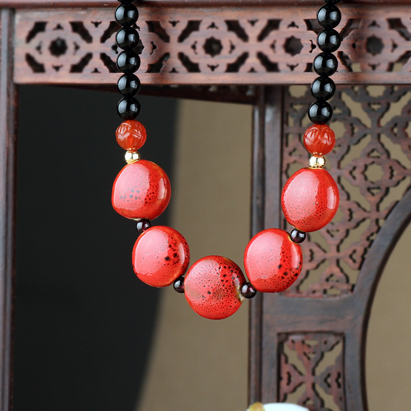 Women's Versatile Ethnic Style Ceramic Clavicle Chain Necklace
