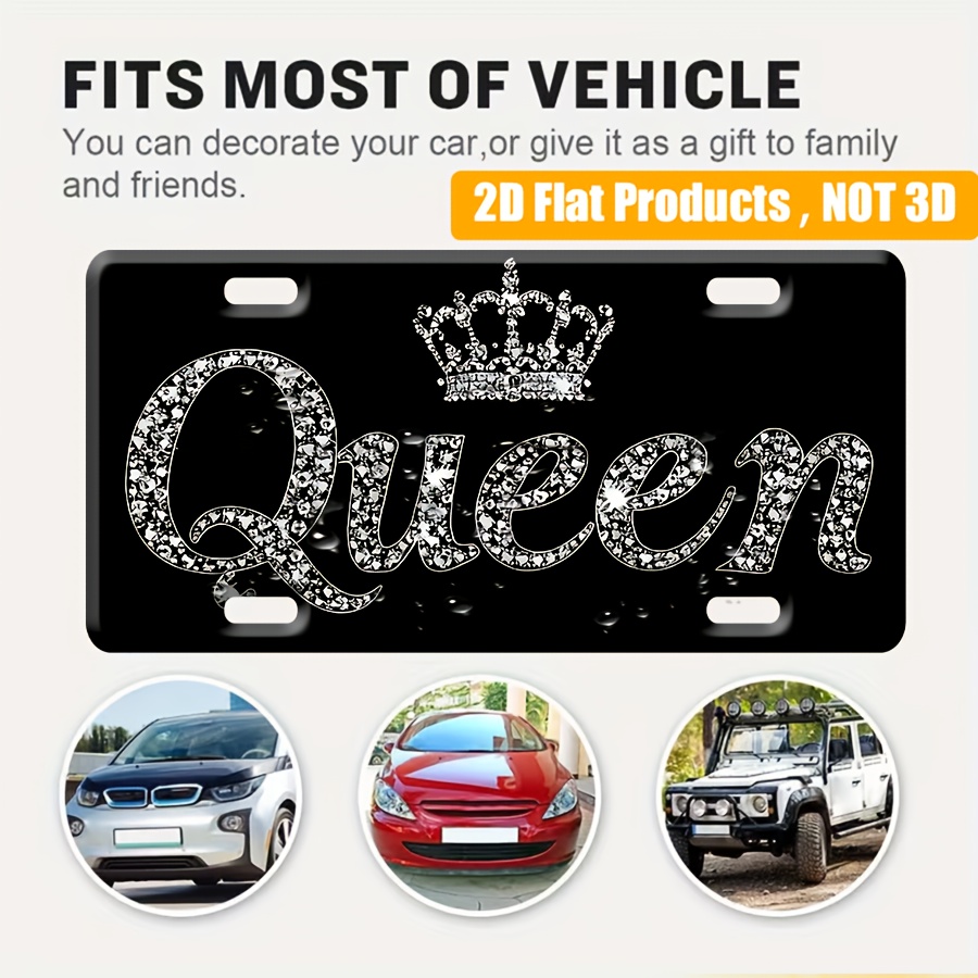 [Activate ]2D Flat Decorative Plaque And Plaque 2D Flat Queen Crown License Plate | 15.24X30.48 cm Reusable Wall Decor, Vintage Style Room Decor, Fashion Metal Sign, Suitable for Home, Bar, Restaurant, for Decorative Purposes Solely
