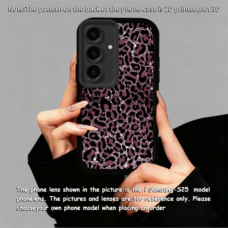 TEMU Phone Case: Purple Silvery Glitter Leopard Print New Phone Case For Galaxy S25 Ultra/s25 Plus/s25/s24 Ultra/s24 Plus/s24 Fe/s24/s23 Ultra/s23