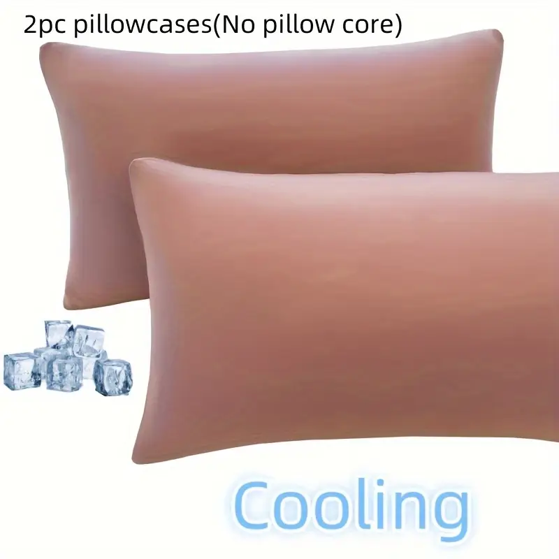 set of two cooling pillowcases for people with high temperatures soft breathable light beige friendly fabric envelope closure machine washable solid pillowcases for living room and bedroom holiday gifts for men and women Product details 8