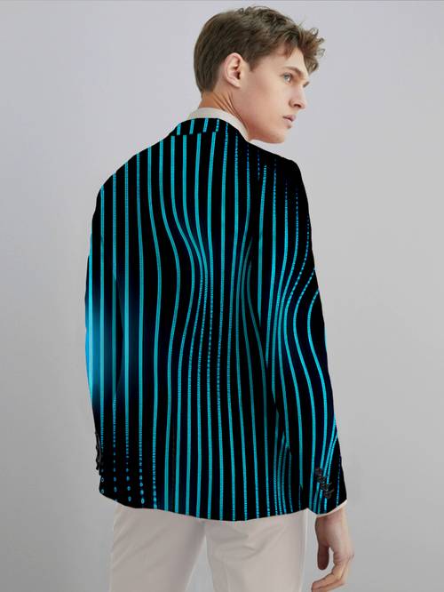 chaqueta de traje para hombre, profesional de negocios con estampado digital de 2 botones, , principal, estilo tecnológico, de línea , ropa , cómoda y , traje ajustado para hombre, parte superior.
