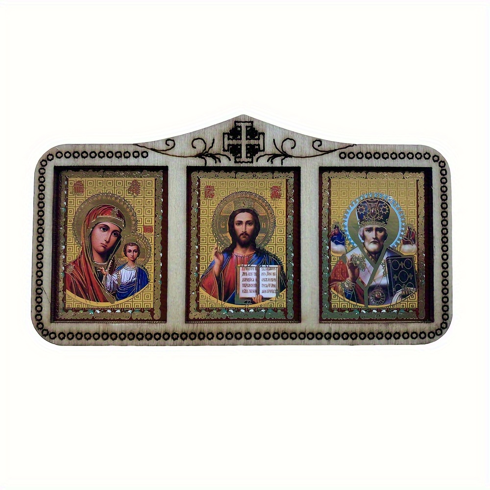 TEMU 2d Flat, 1pc Vintage Holy Family Wall Plaque - Wood Religious Suitable For Home Decor, Nativity Scene Panel For Christmas, Thanksgiving