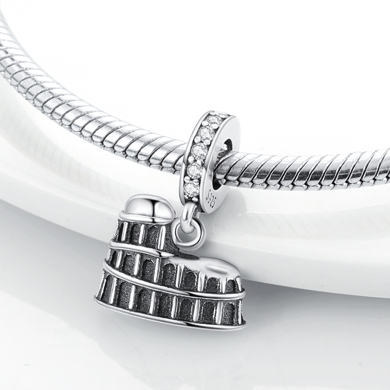 925 Sterling Silver Colosseum Pendant, Perfect for Jewellery Making