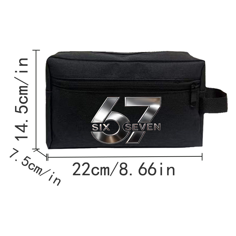 TEMU 67 Letter Print Unisex Portable Cosmetic Toiletry Bag Spacious Travel Storage Bag Lightweight Makeup Pouch For Camping Vacation Organization Men