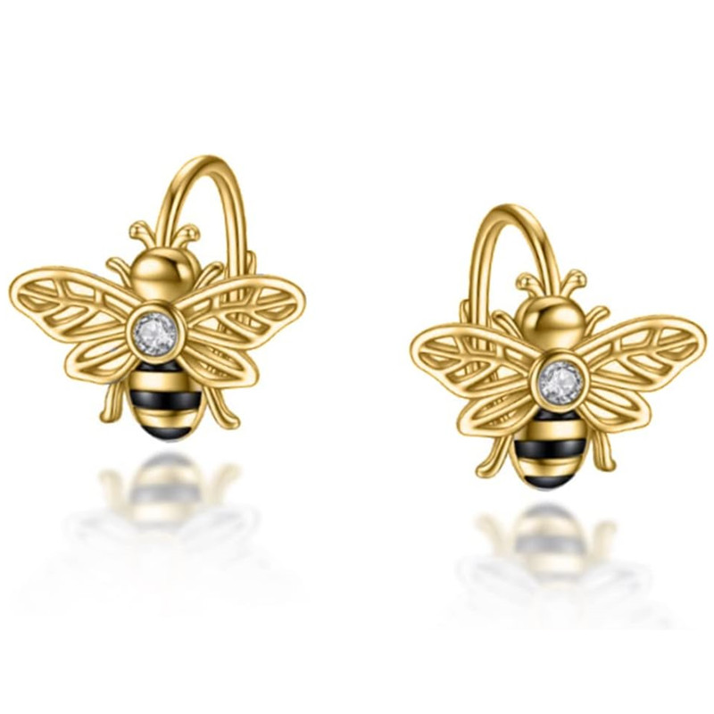 E-shop 1 Paar modische Damen-Ohrringe, kleine niedliche Bienen-Ohrringe mit synthetischem Zirkonia-Einsatz für Damen, für , Freizeit, Urlaub, exquisite