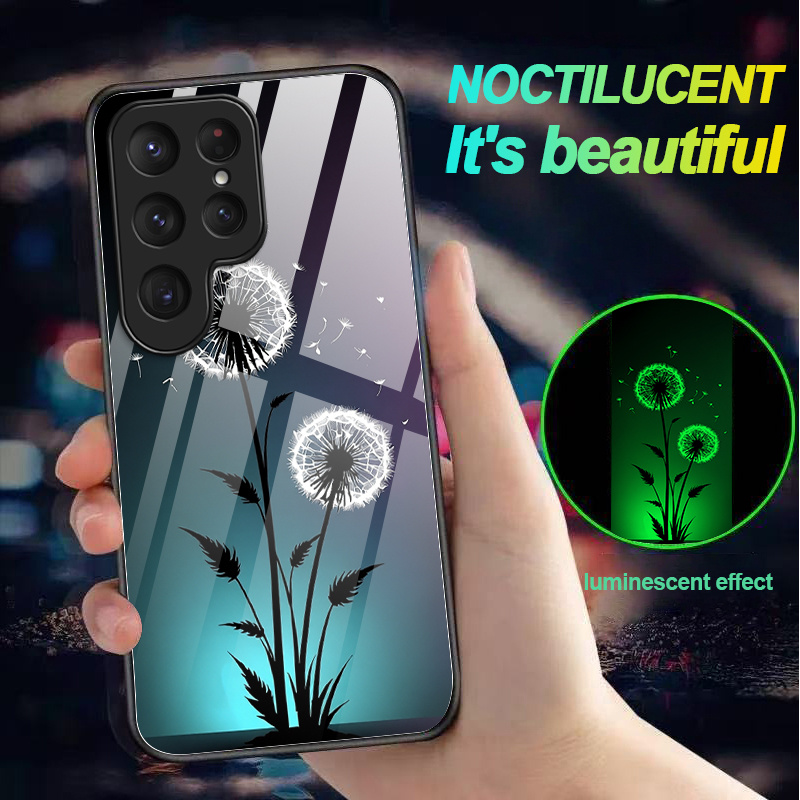 TEMU Phone Case - A Phone Case Featuring A Glowing Silhouette Of A Dandelion With Seeds, Designed To Be Shockproof And Luminous Without Needing Power