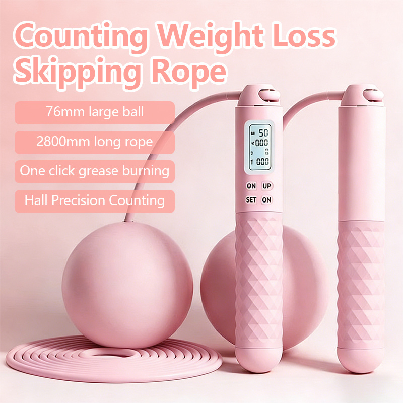 1 set weighted jump rope with digital counter 2 in 1 and corded design     home cardio workout