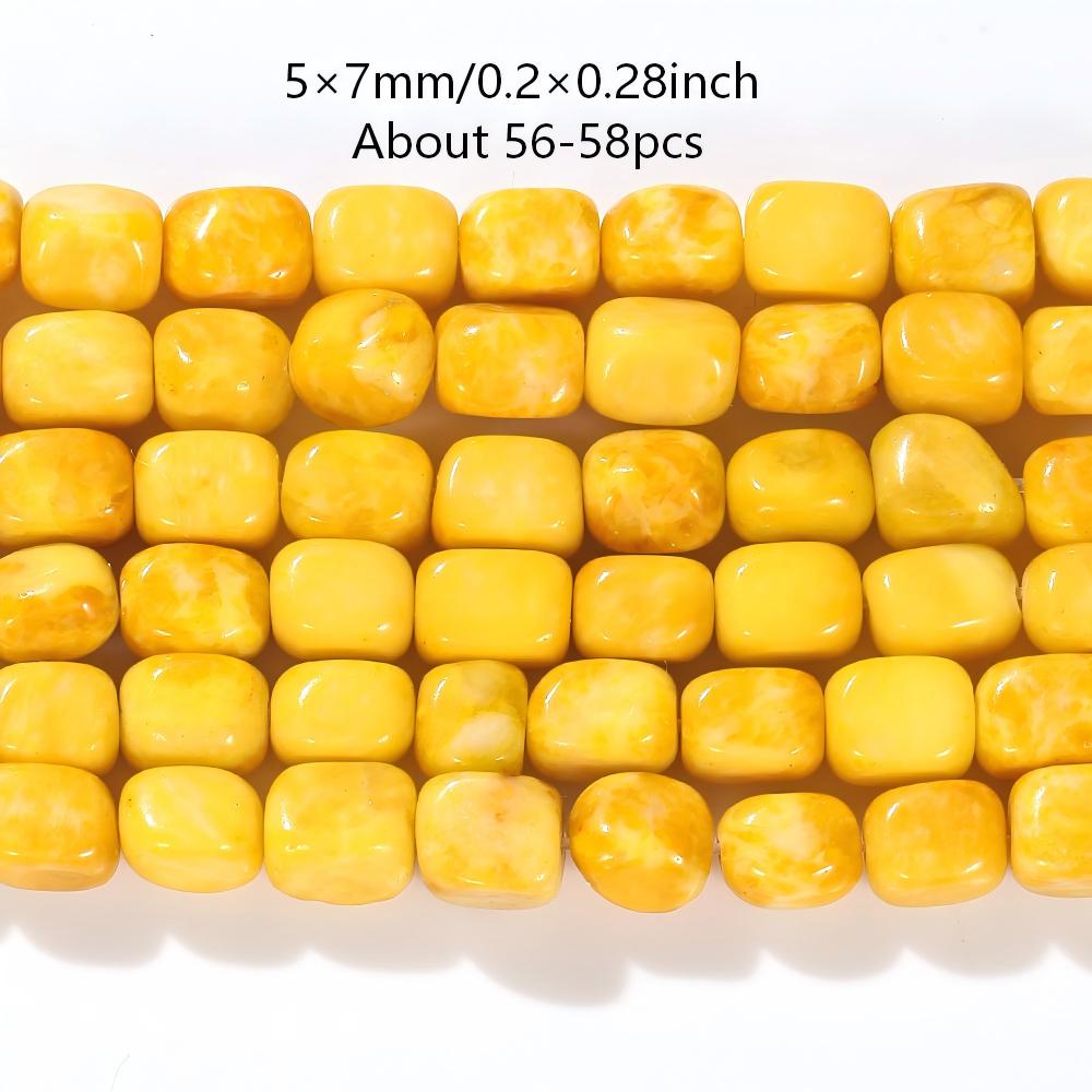 TEMU 5X7Mm Perles en Naturelle Jaune Fillet Cube pour la Fabrication de Bijoux Collier Bracelet Boucles d'Oreilles Ajouts Cadeaux 56-58pcs