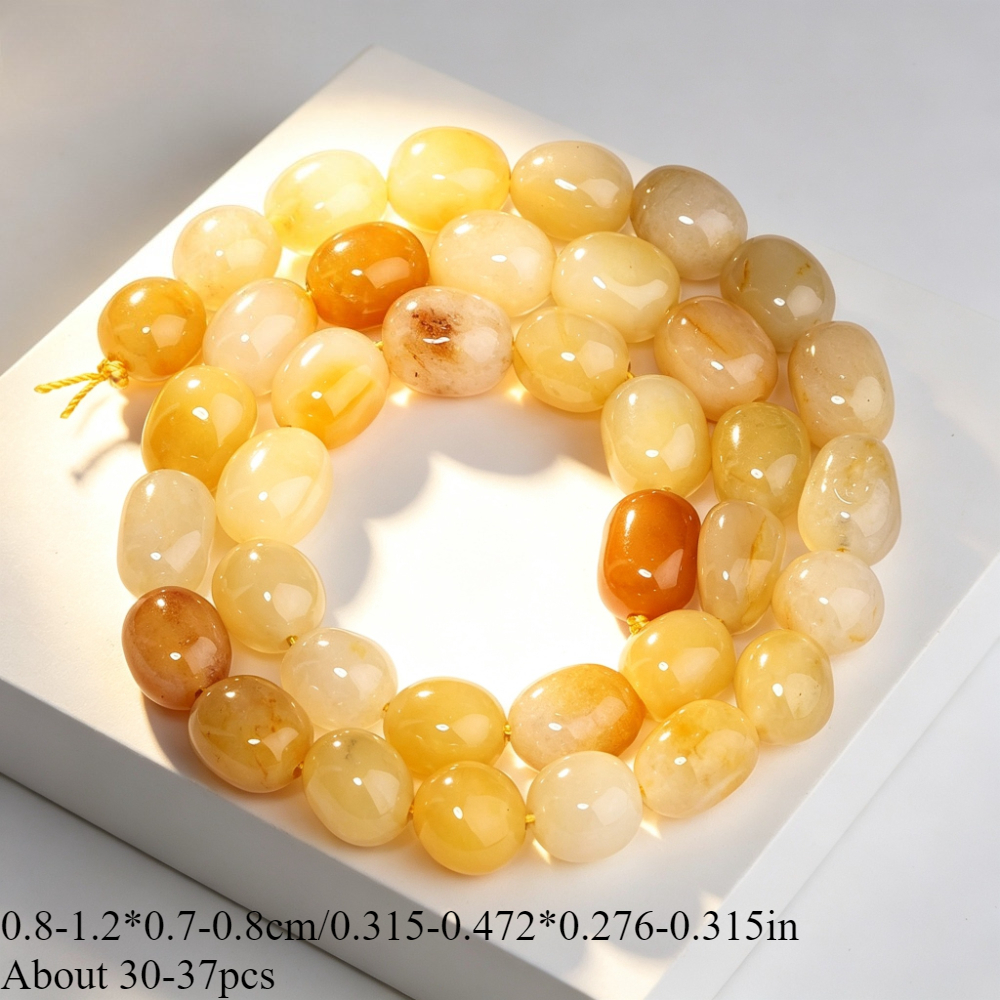 TEMU Perles d'espacement en galets de chalcedonie jaune libre- en naturelle pour la fabrication de bijoux, bracelets, , manuels, composants de perles