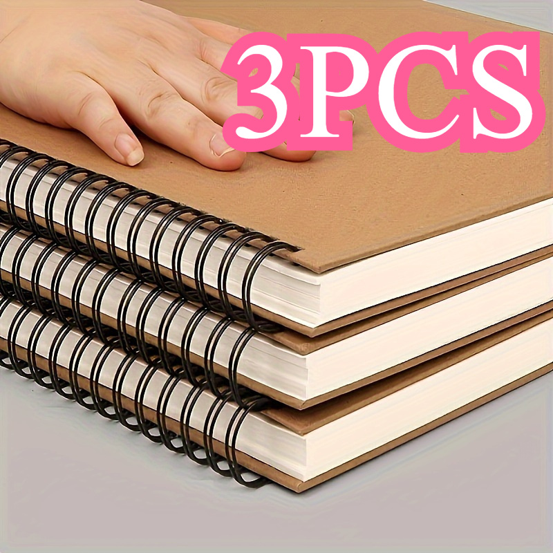 

3-pack A4 Spiral Books - Premium Watercolor & Gouache Paper, Drawing Pad, Cover With Leather Spiral Binding, Acid-free Art Sketchbook, High-quality Drawing & Paper