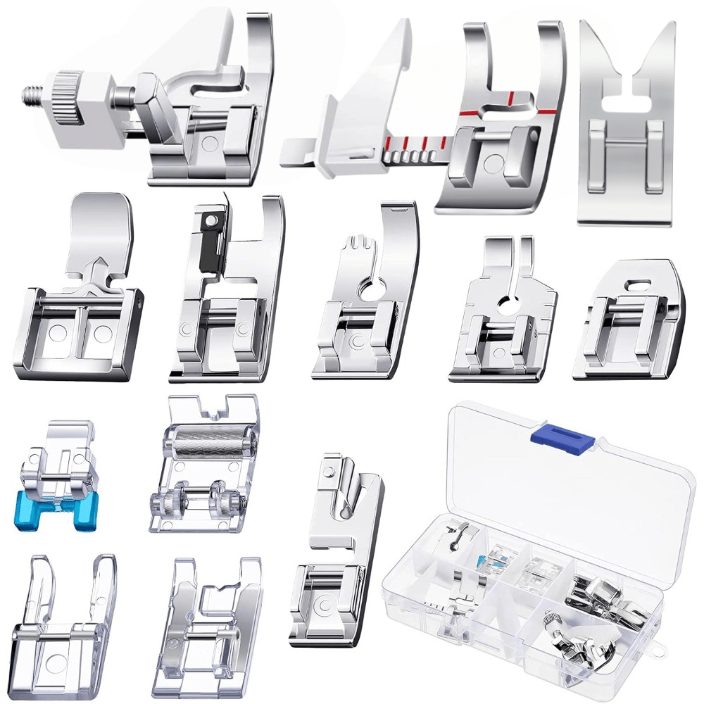 TEMU Jeu de 13 pieds-de-biche multifonctionnels pour machine à coudre pour fronces, insertion de fermeture éclair, assemblage, broderie, couture et