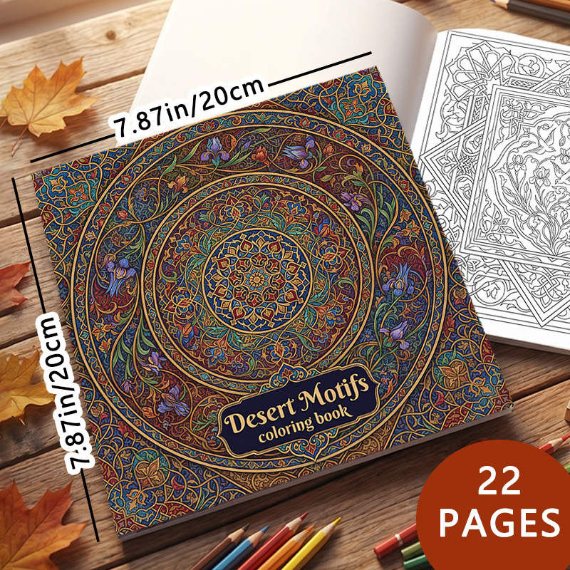 TEMU 1pc Exquisite Persian Art Desert Coloring Book Filled With Delicate Clean Line Art, Featuring Mandala Patterns